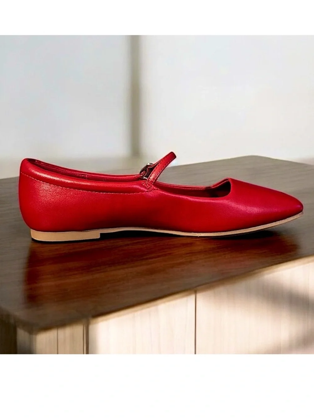 Cherry Red Mary Jane Ballet Flats Square Toe Memory Foam Footbed Like New 7.5 - Picture 6 of 7
